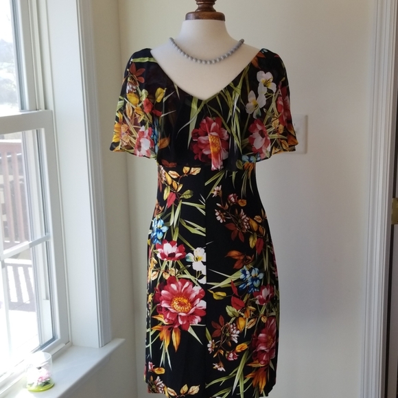 Connected Apparel Floral FlutterSleeve Dress - Picture 5 of 8